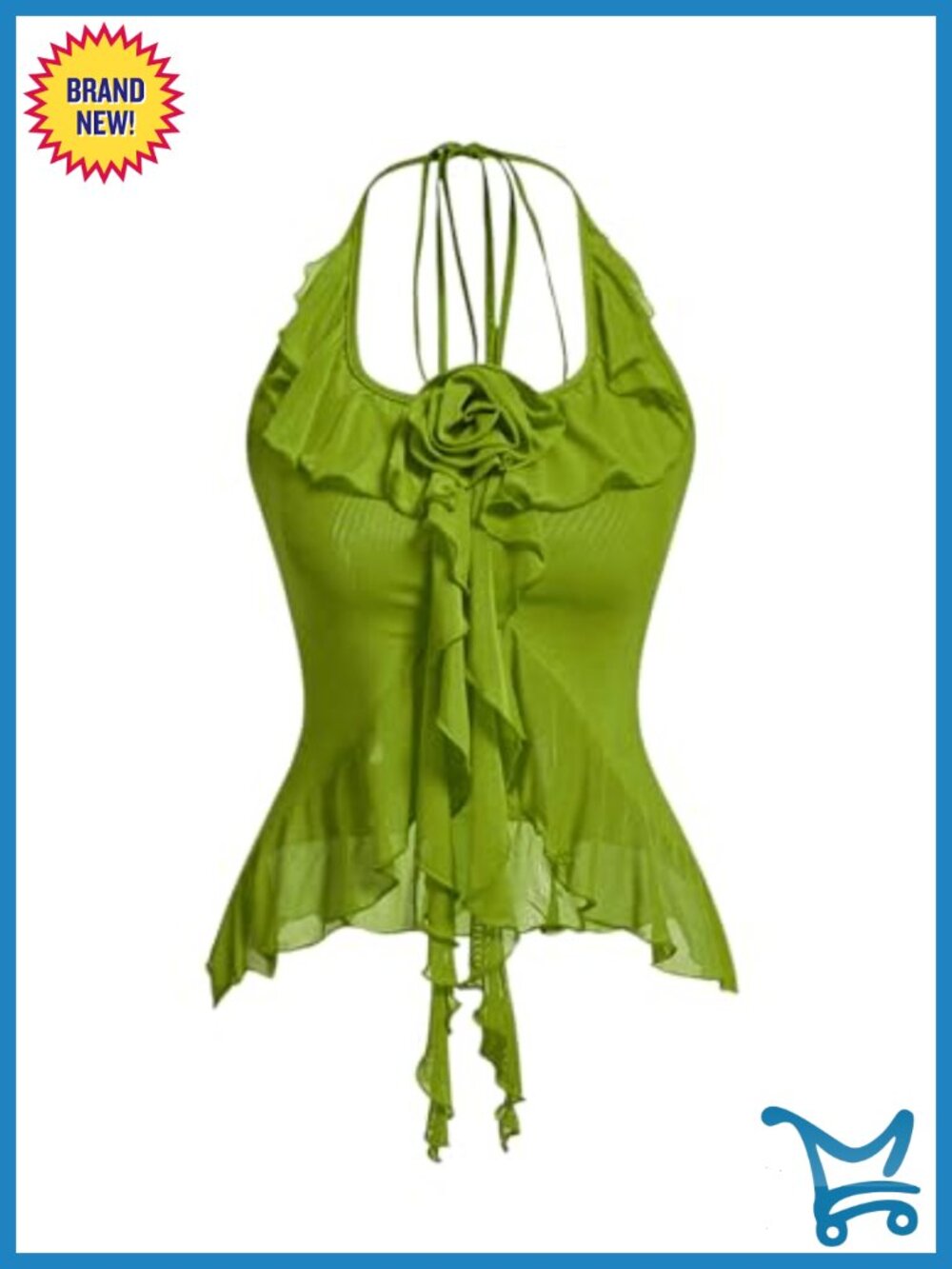Women's Fringe Flower Halter Top Ruffle Asymmetrical Hem Going Out Concert
